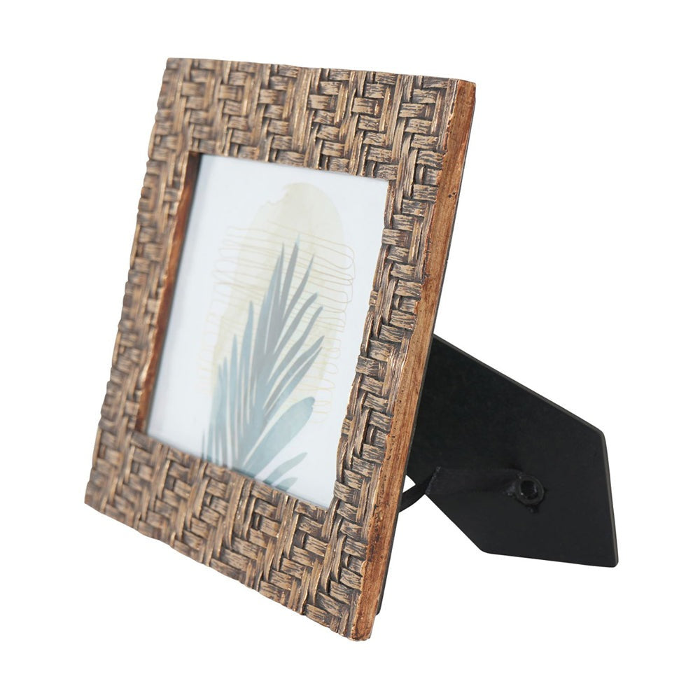 Product photograph of Libra Calm Neutral Collection - Rustic Brown Bamboo Woven Effect Photo Frame Large from Olivia's