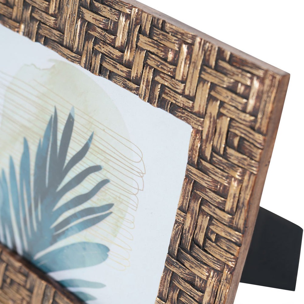 Product photograph of Libra Interiors Rustic Brown Bamboo Woven Effect Photo Frame Small from Olivia's.