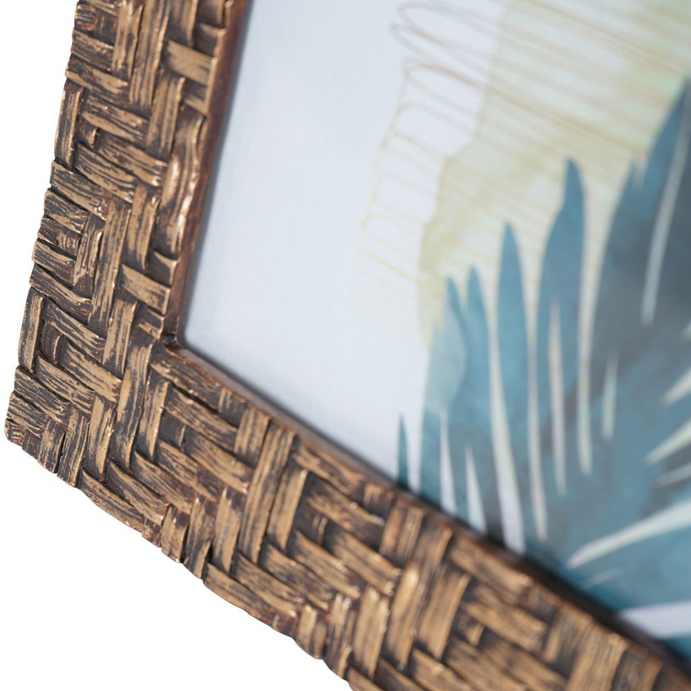Product photograph of Libra Calm Neutral Collection - Rustic Brown Bamboo Woven Effect Photo Frame Large from Olivia's.