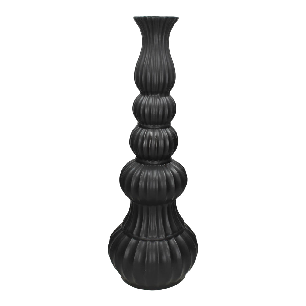 Libra Black Bolbous Earthenware Vase Large