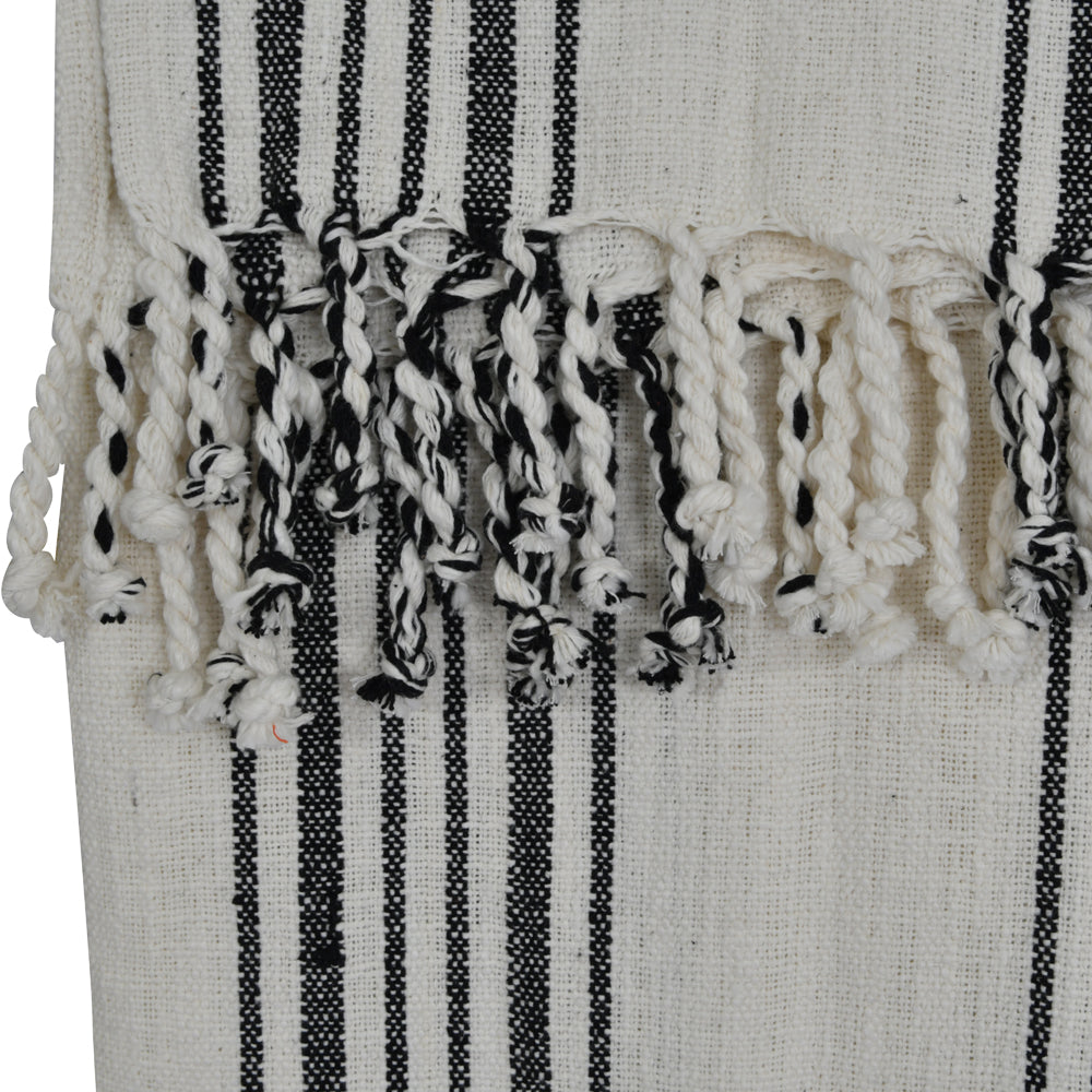 Product photograph of Libra Urban Botanic Collection - Striped Cotton Throw from Olivia's.
