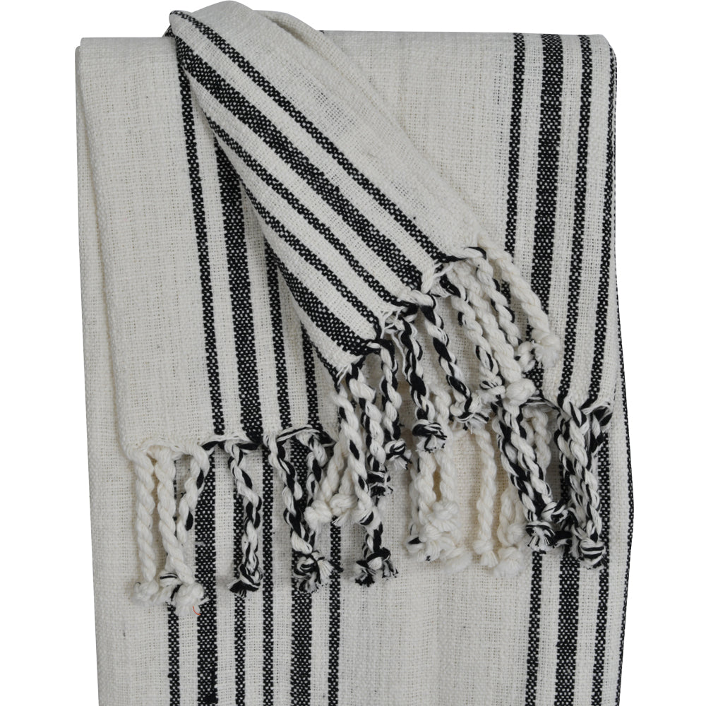 Product photograph of Libra Urban Botanic Collection - Striped Cotton Throw from Olivia's.