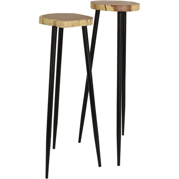 Libra Set Of Two Tall Pillar Side Table