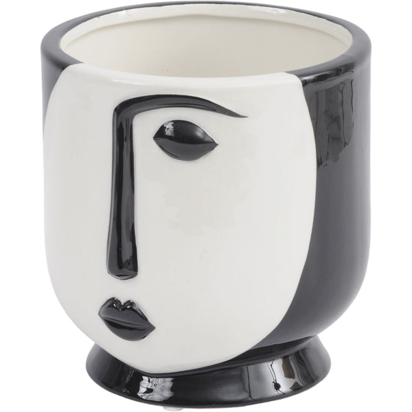 Product photograph of Libra Dolomite Face Planter White Black Small from Olivia's.