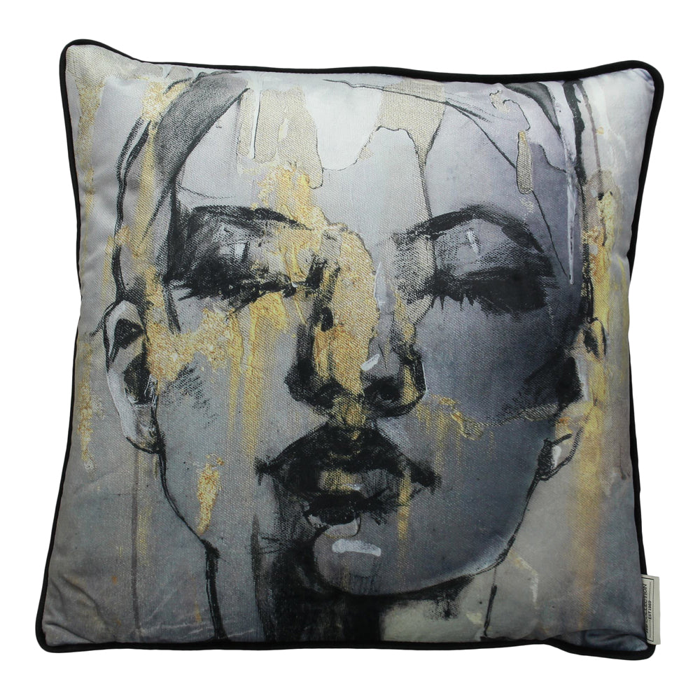 Product photograph of Libra Urban Botanic Collection - Sketched Female Figure Cushion from Olivia's