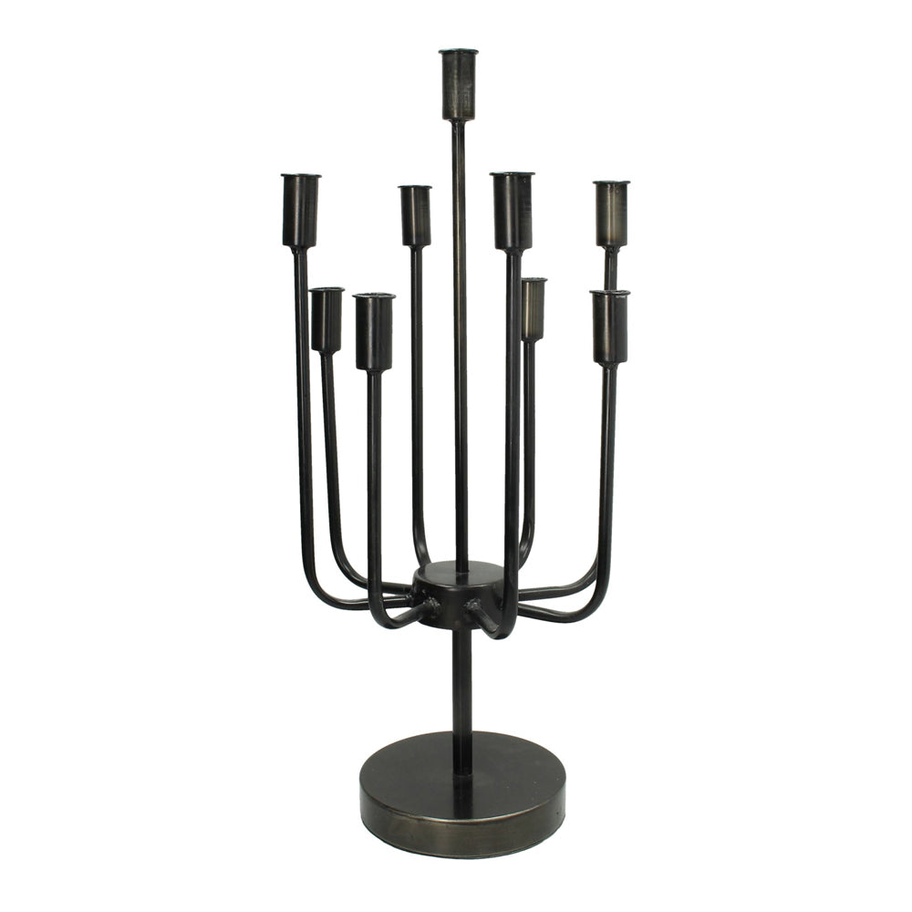 Product photograph of Libra Urban Botanic Collection - Rustic Black 9 Candle Candelabra from Olivia's