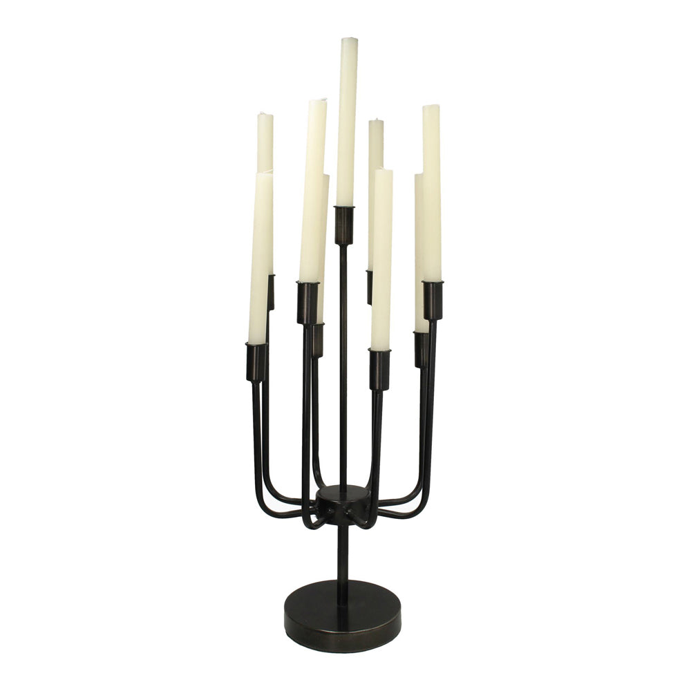 Product photograph of Libra Urban Botanic Collection - Rustic Black 9 Candle Candelabra from Olivia's.