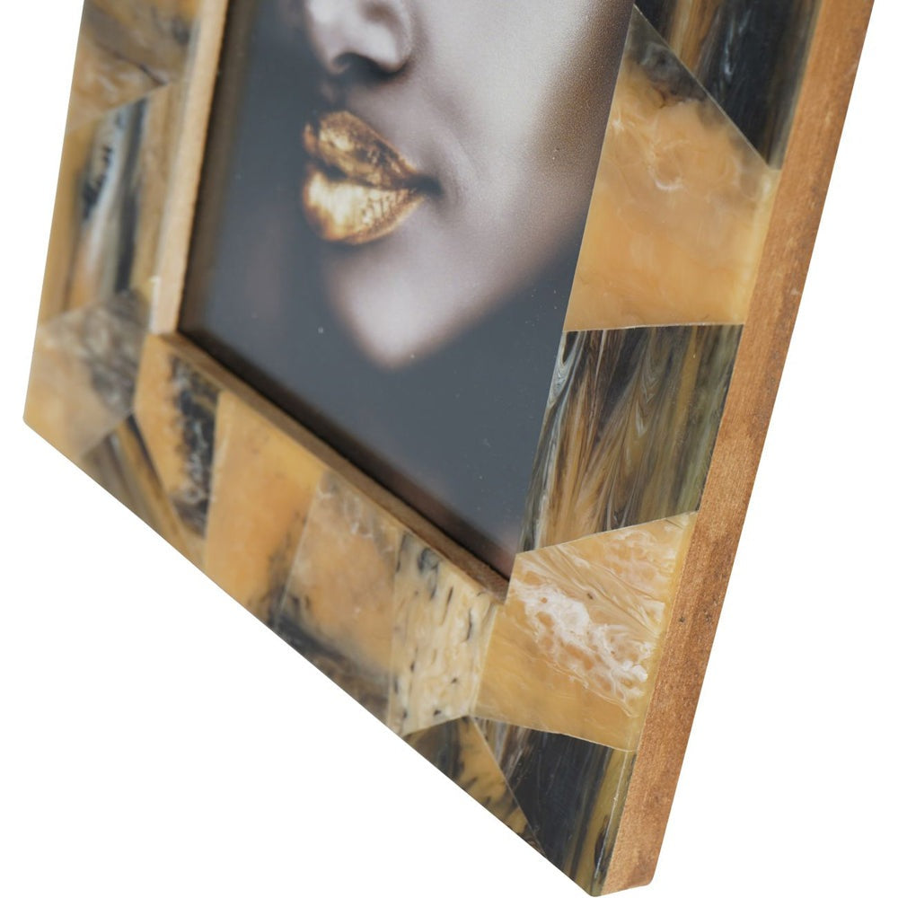 Product photograph of Libra Calm Neutral Collection - Tortoiseshell Style Rectangular Photo Frame from Olivia's.