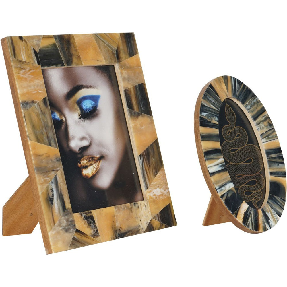 Product photograph of Libra Interiors Tortoiseshell Style Rectangular Photo Frame from Olivia's.