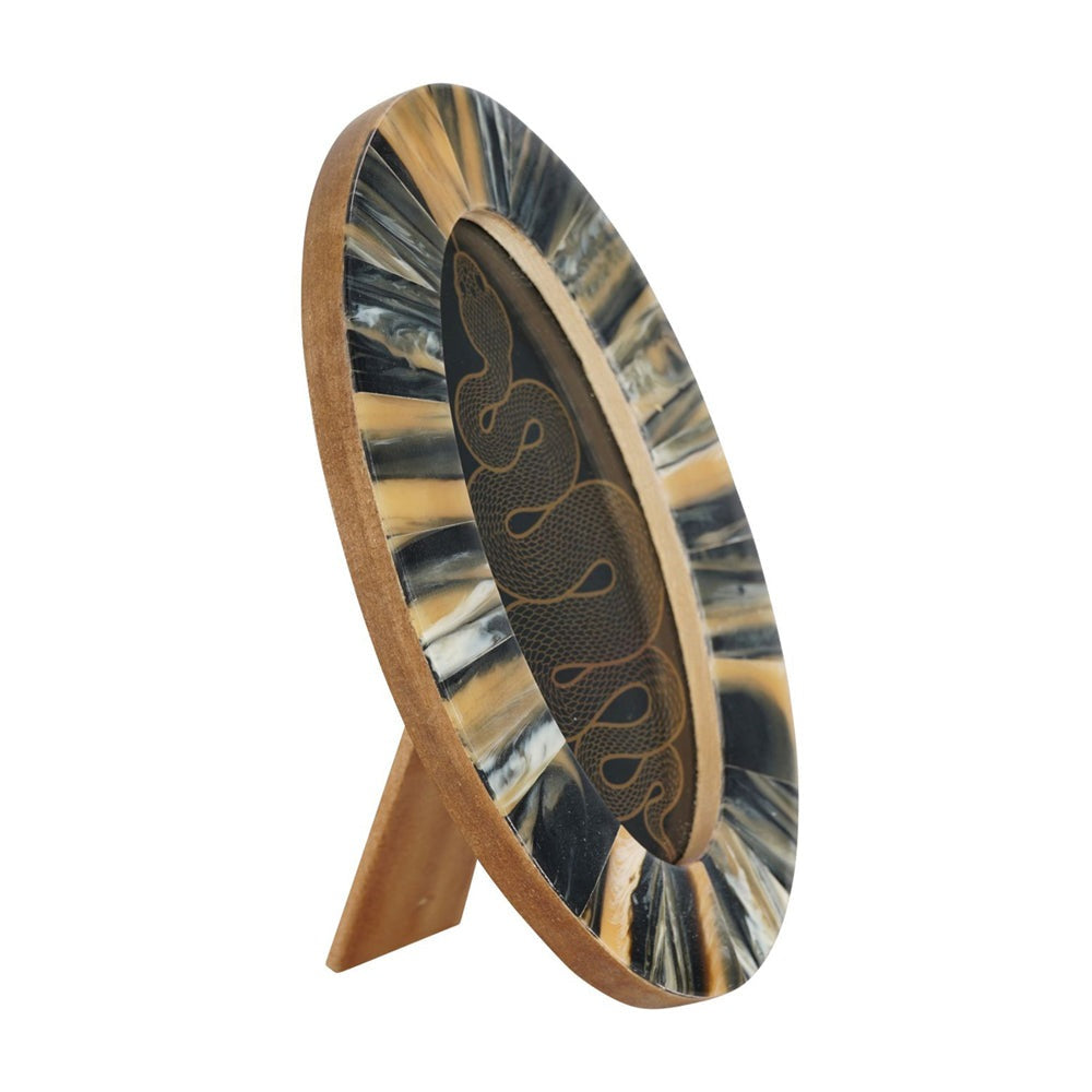 Product photograph of Libra Calm Neutral Collection - Tortoiseshell Style Oval Photo Frame from Olivia's