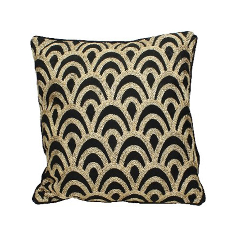 Product photograph of Libra Urban Botanic Collection - Deco Scalloped Cushion Cover Black from Olivia's