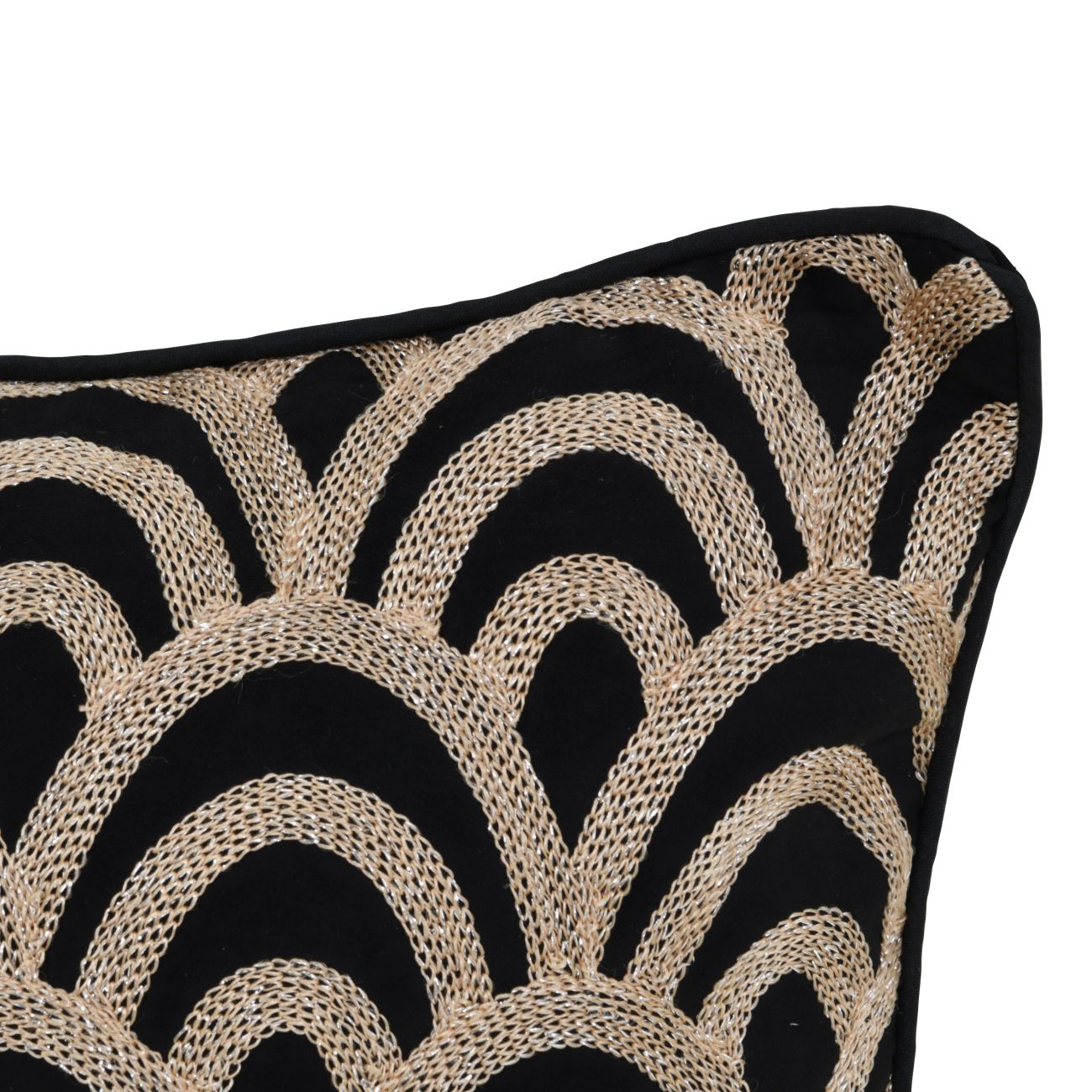Product photograph of Libra Urban Botanic Collection - Deco Scalloped Cushion Cover Black from Olivia's.