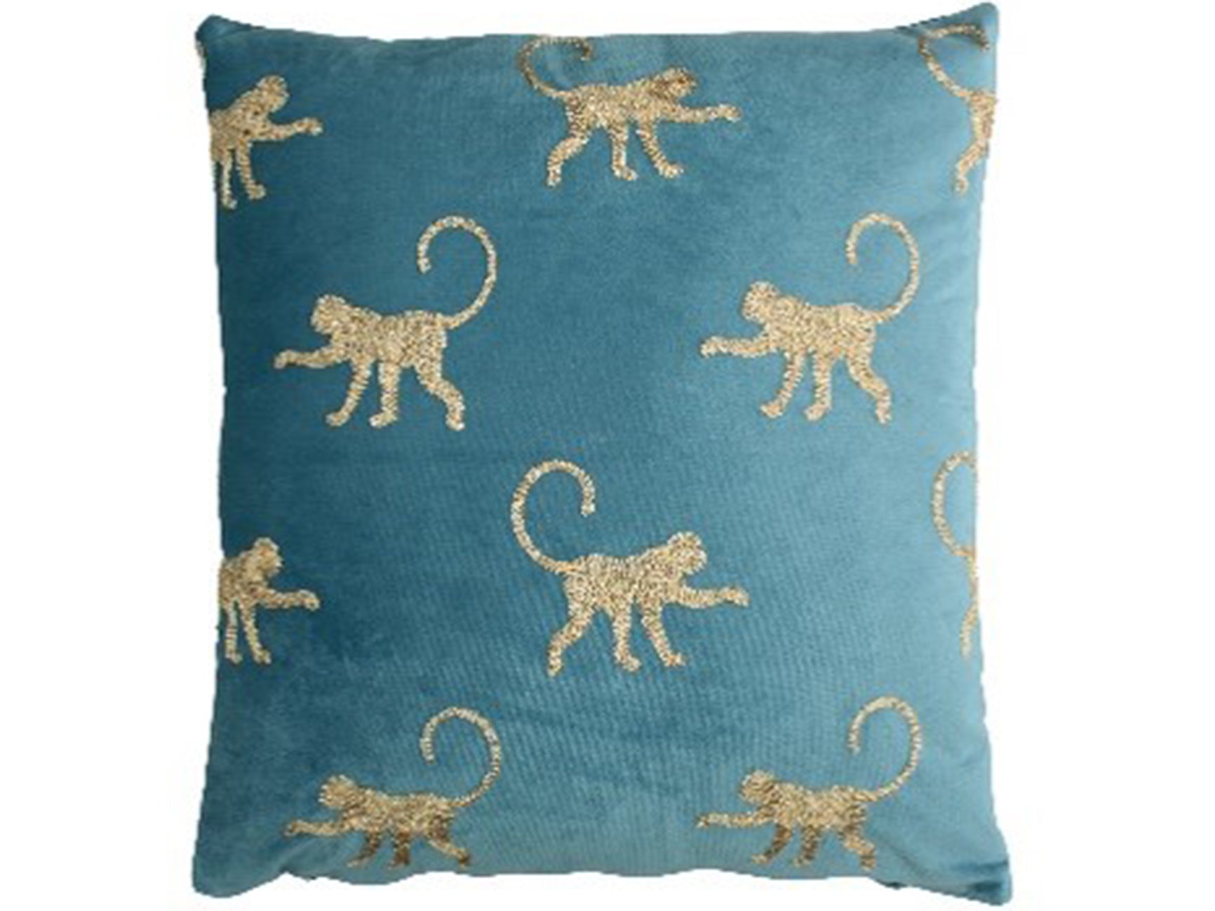 Libra Safari Monkey Cushion Cover Blue Velvet