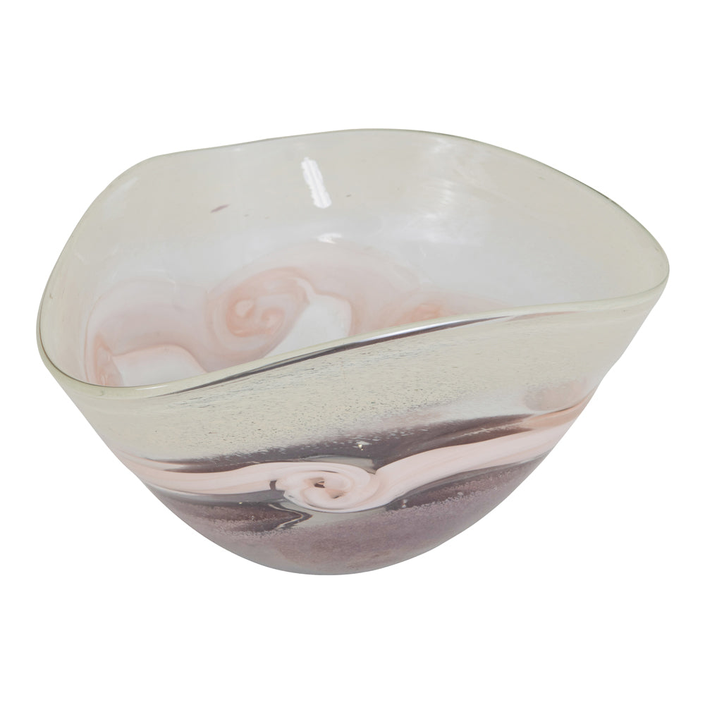 Product photograph of Libra Calm Neutral Collection - Peach Swirl Glass Bowl from Olivia's.