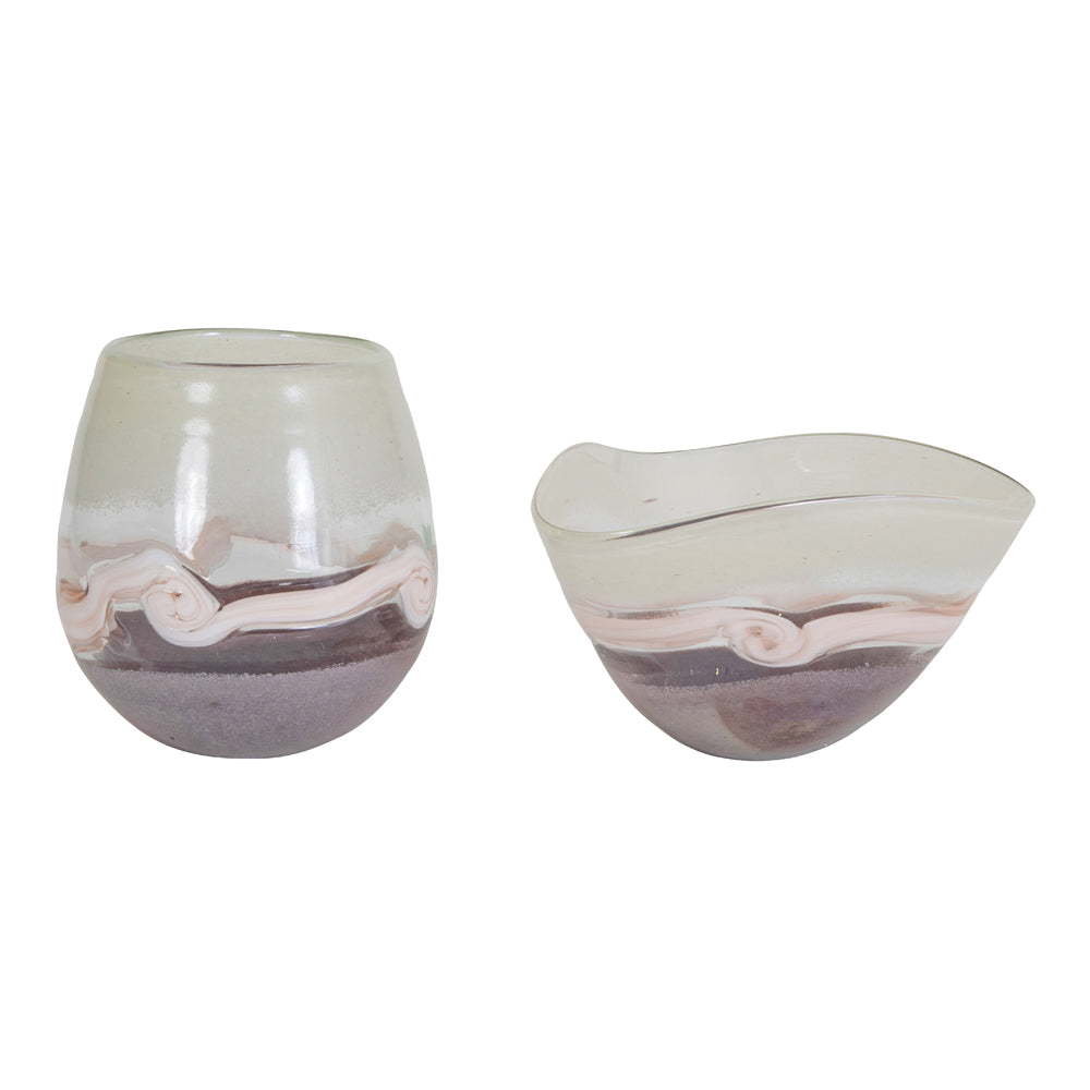 Product photograph of Libra Calm Neutral Collection - Peach Swirl Glass Bowl from Olivia's.