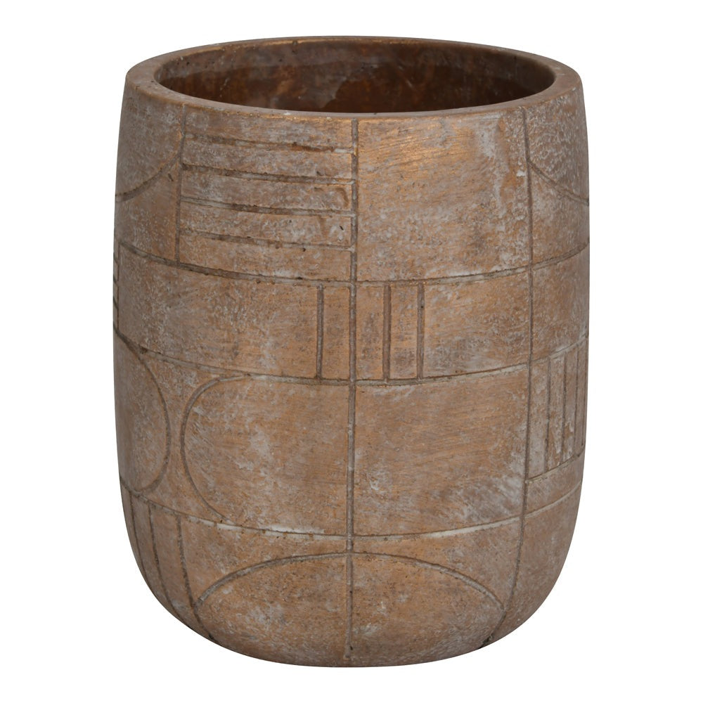 Libra Geometric Circles Pattern Gold Concrete Planter Small