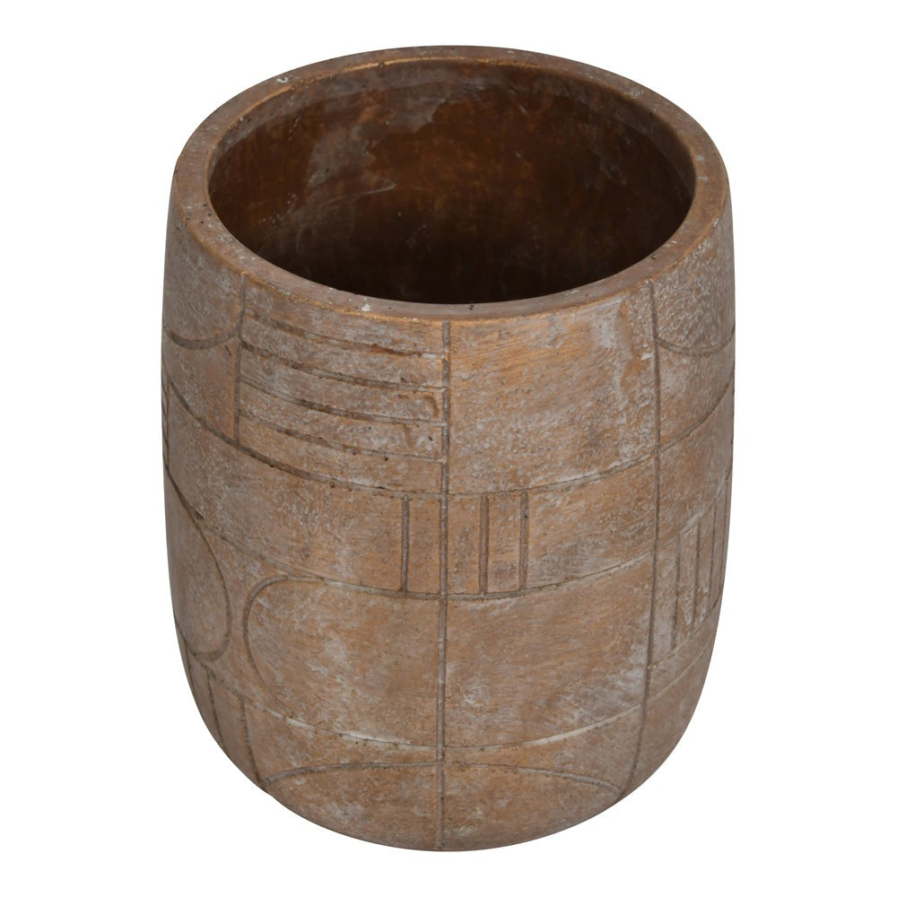 Product photograph of Libra Interiors Geometric Circles Pattern Gold Concrete Planter Small from Olivia's.