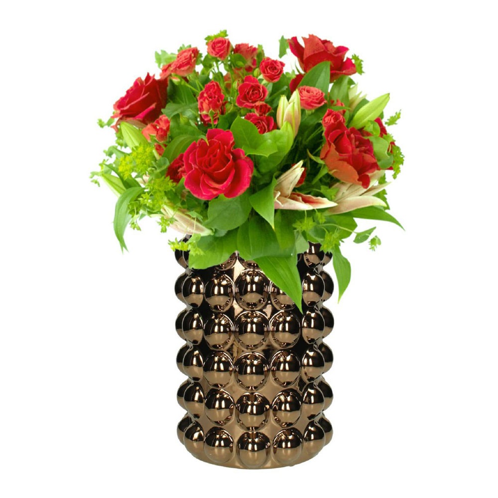 Product photograph of Libra Urban Botanic Collection - Bobble Bronze Ceramic Vase Large from Olivia's.