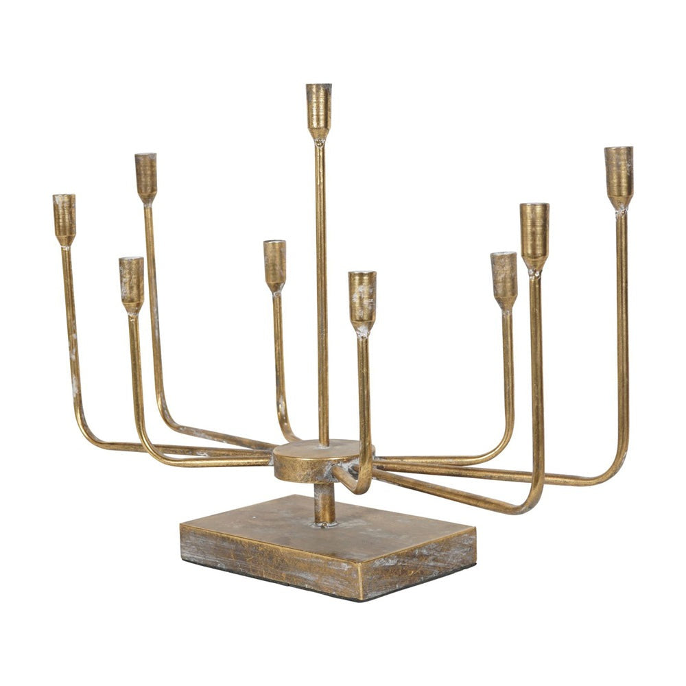 Product photograph of Libra Luxurious Glamour Collection - Rustic Gold 9 Candle Wide Candelabra from Olivia's.