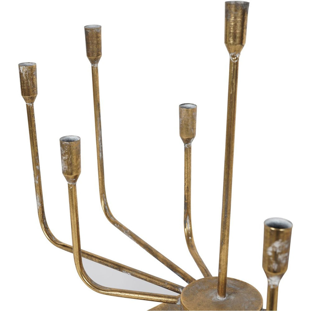 Product photograph of Libra Luxurious Glamour Collection - Rustic Gold 9 Candle Wide Candelabra from Olivia's.