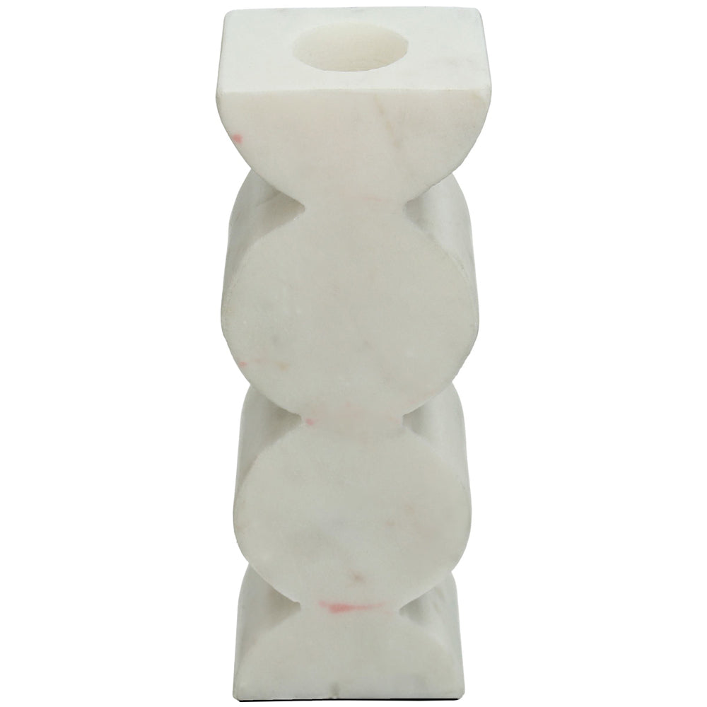 Libra White Marble Scallop Candle Stick Holder