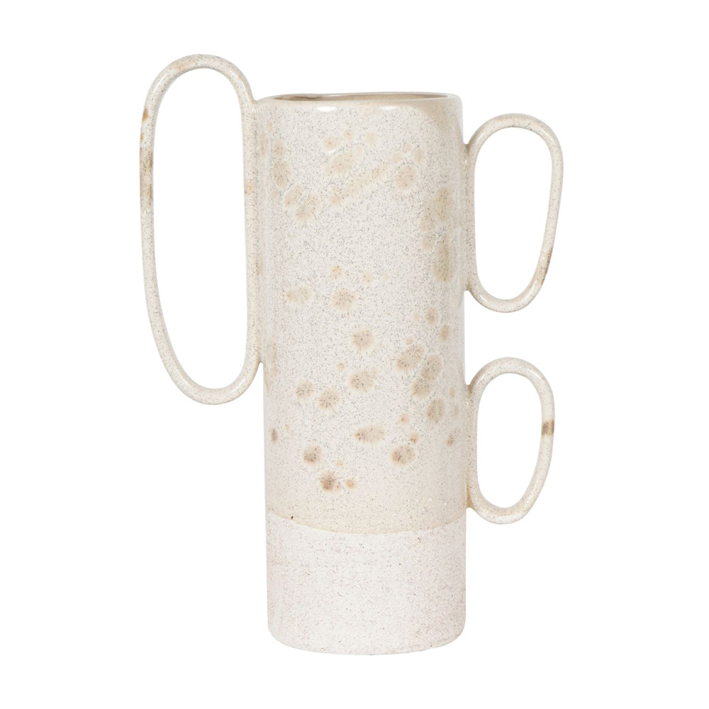 Libra Calm Neutral Collection Zahara Handled Ceramic Vase In Cream Large