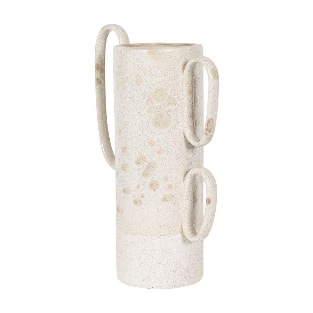 Product photograph of Libra Calm Neutral Collection - Zahara Handled Ceramic Vase In Cream Large from Olivia's.