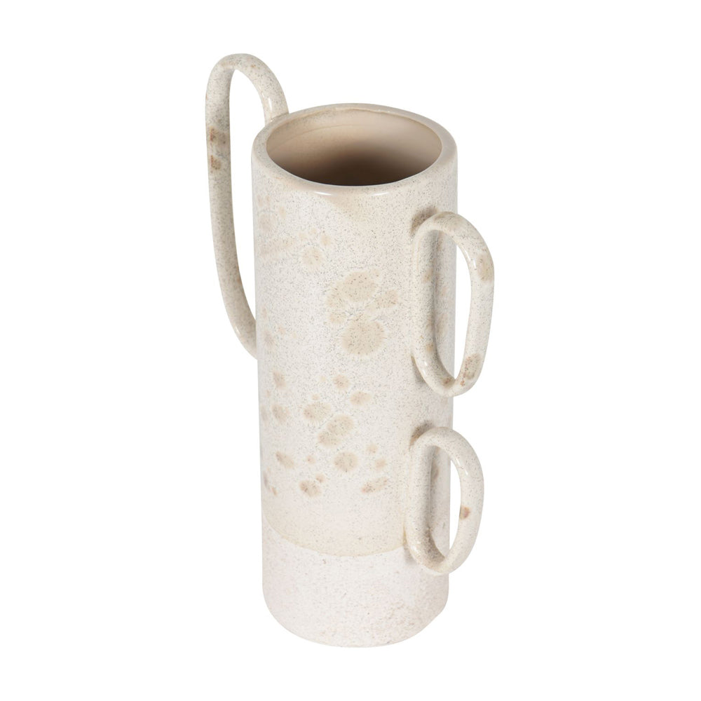 Product photograph of Libra Calm Neutral Collection - Zahara Handled Ceramic Vase In Cream Large from Olivia's.