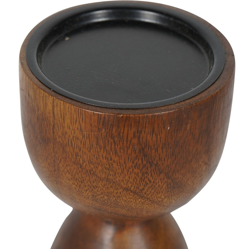 Product photograph of Libra Urban Botanic Collection - Delish Wooden Candle Holder In Brown Large from Olivia's.