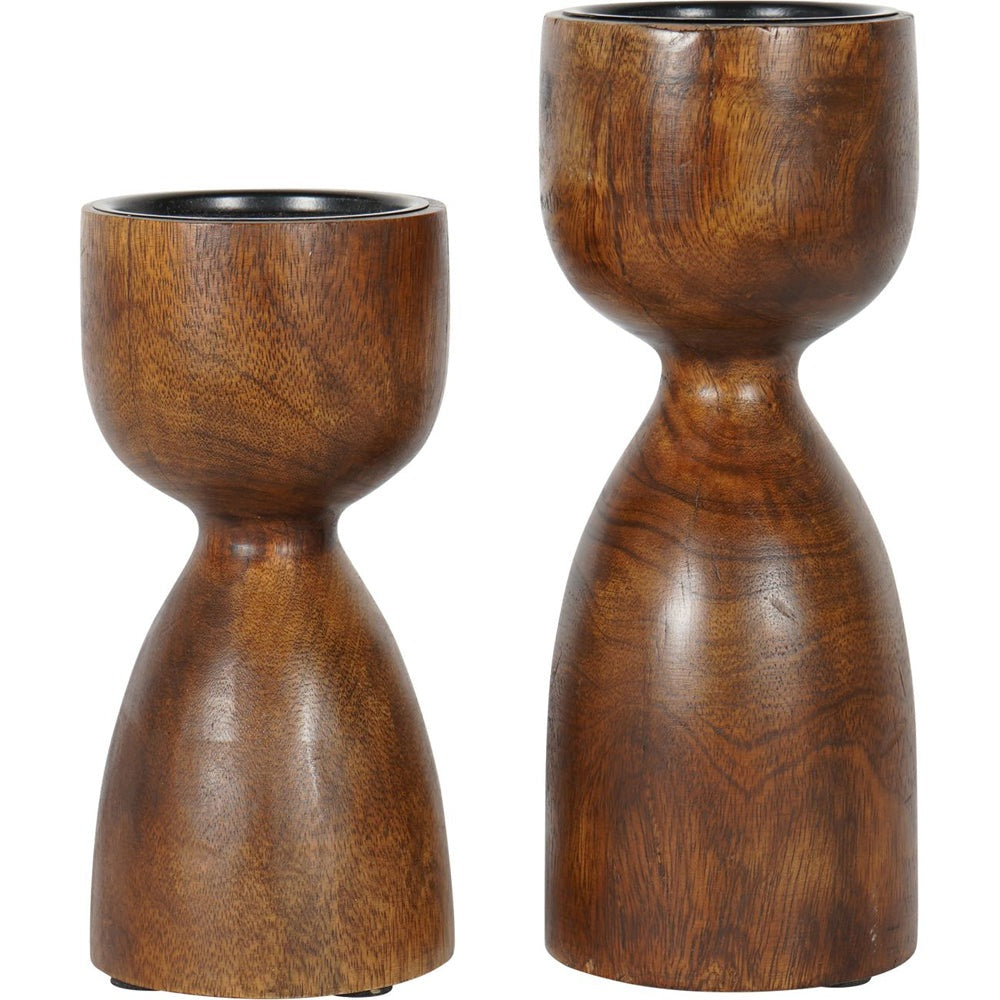 Product photograph of Libra Urban Botanic Collection - Delish Wooden Candle Holder In Brown Large from Olivia's.