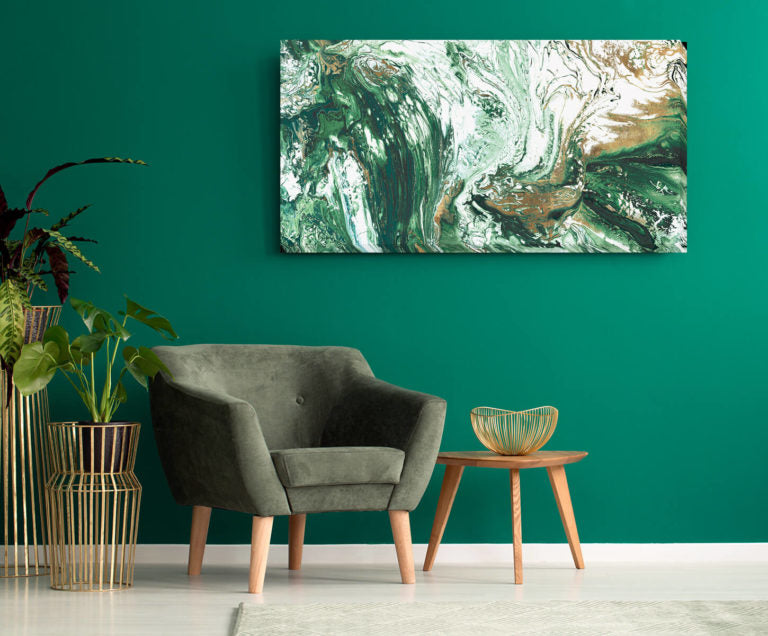 Product photograph of Olivia S Evening Emerald Tide - Wrapped Canvas - 60x120cm from Olivia's.