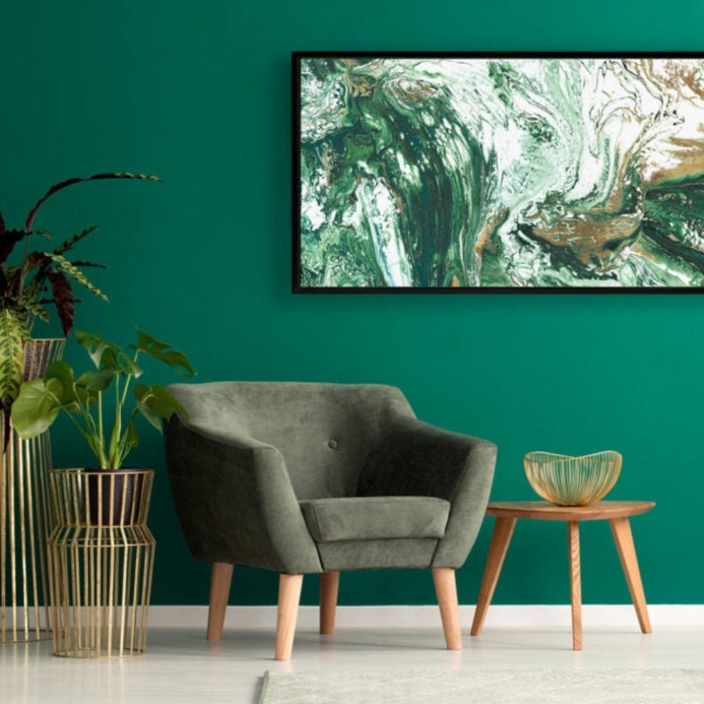 Product photograph of Olivia S Evening Emerald Tide Framed Canvas - 120x60cm from Olivia's.