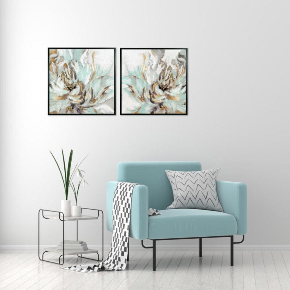 Product photograph of Olivia S Touch Of Teal I - Framed Canvas - 94x94cm from Olivia's.