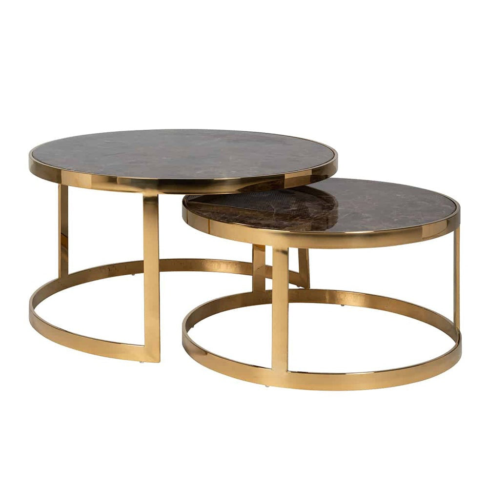 Product photograph of Richmond Conrad Brown And Gold Nest Table from Olivia's