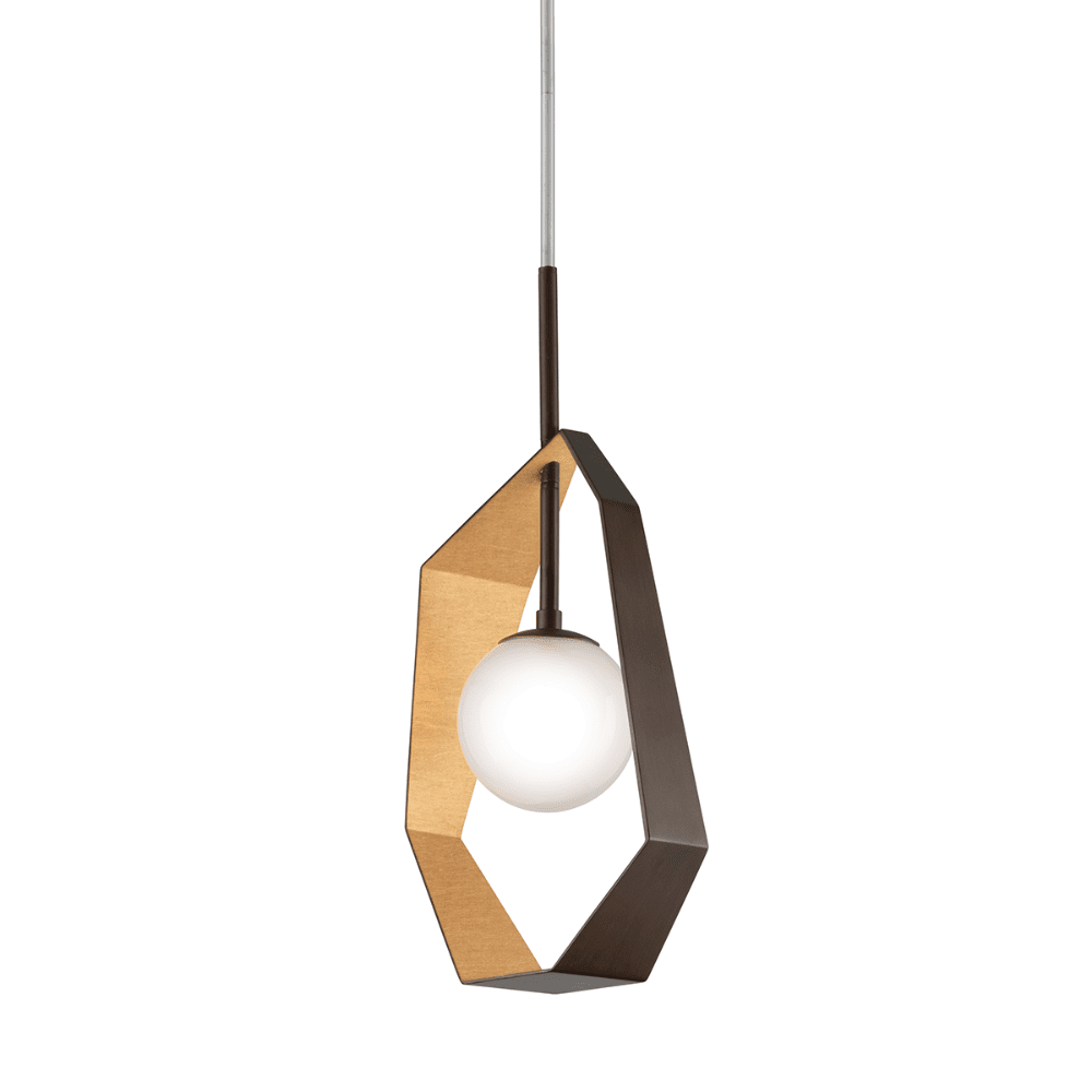 Product photograph of Hudson Valley Lighting Origami 1 Light Pendant In Textured Black Gold Leaf from Olivia's