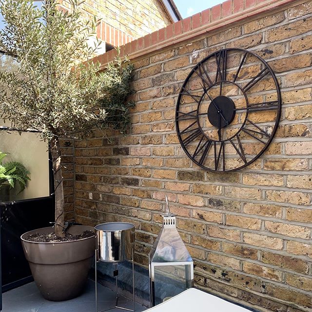 Product photograph of Libra Urban Botanic Collection - Antique Outdoor Skeletal Wall Clock Black from Olivia's.