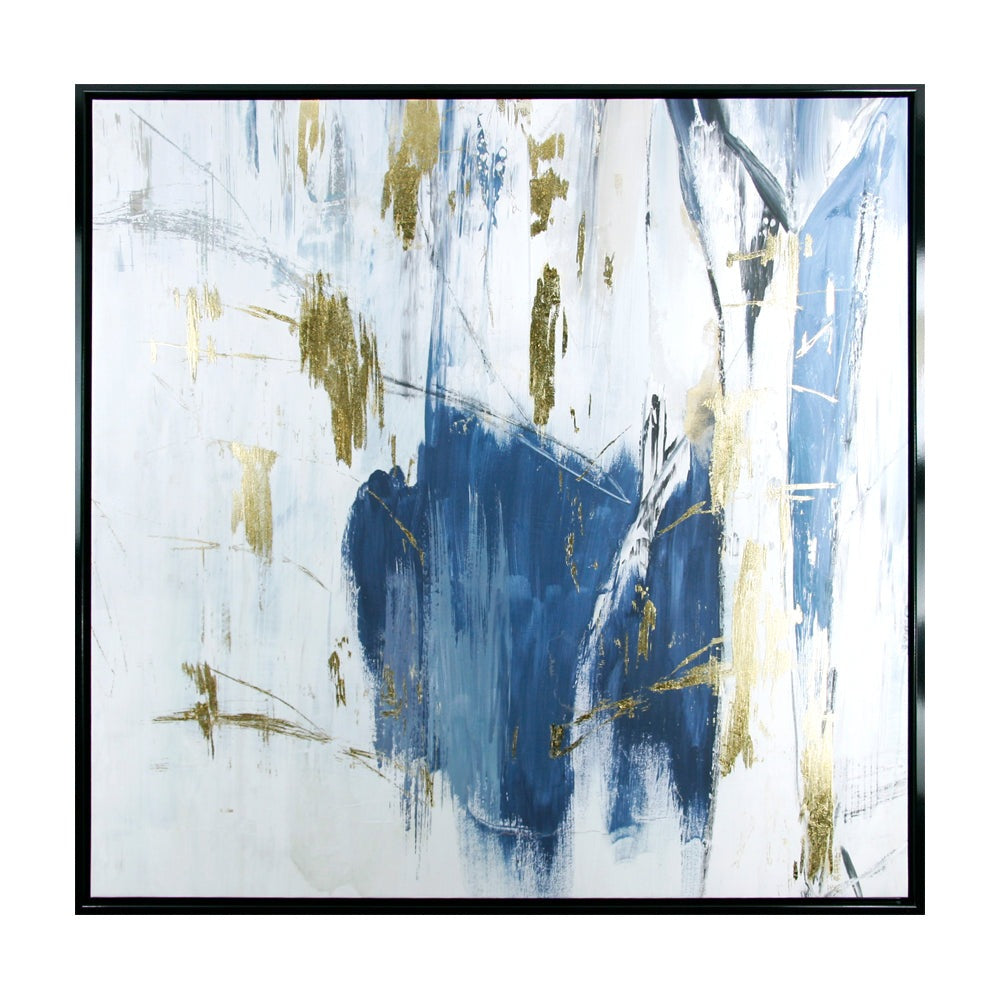 Product photograph of Olivia S Navy Gold Shine I - Framed Canvas - 94x94cm from Olivia's