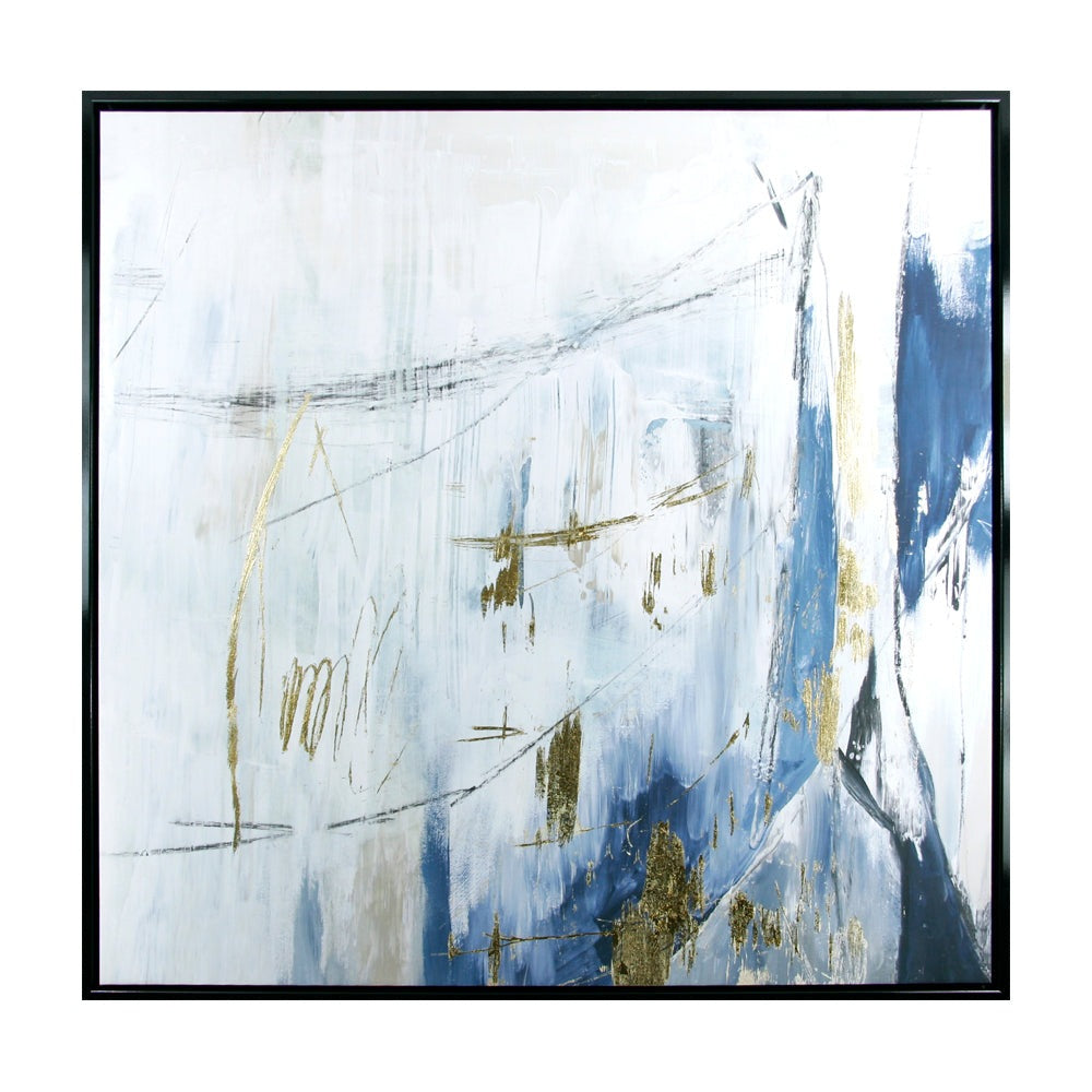Product photograph of Olivia S Navy Gold Shine Ii - Framed Canvas - 94x94cm from Olivia's