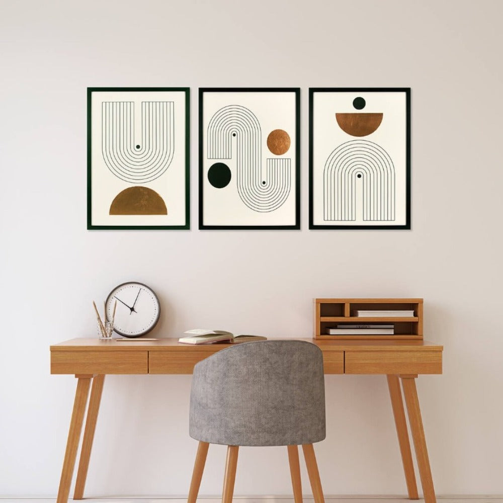 Product photograph of Olivia S Copper Shapes I - Framed Varnished Print - 64x46 5cm from Olivia's.