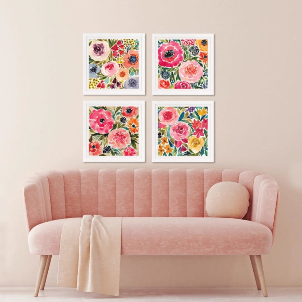 Product photograph of Olivia S Summer Petals I - Framed Mounted Glazed Print - 49x49cm from Olivia's.