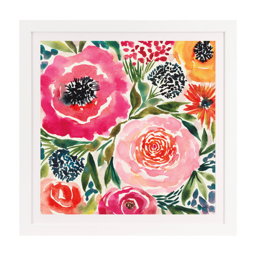 Product photograph of Olivia S Summer Petals Ii - Framed Mounted Glazed Print - 49x49cm from Olivia's