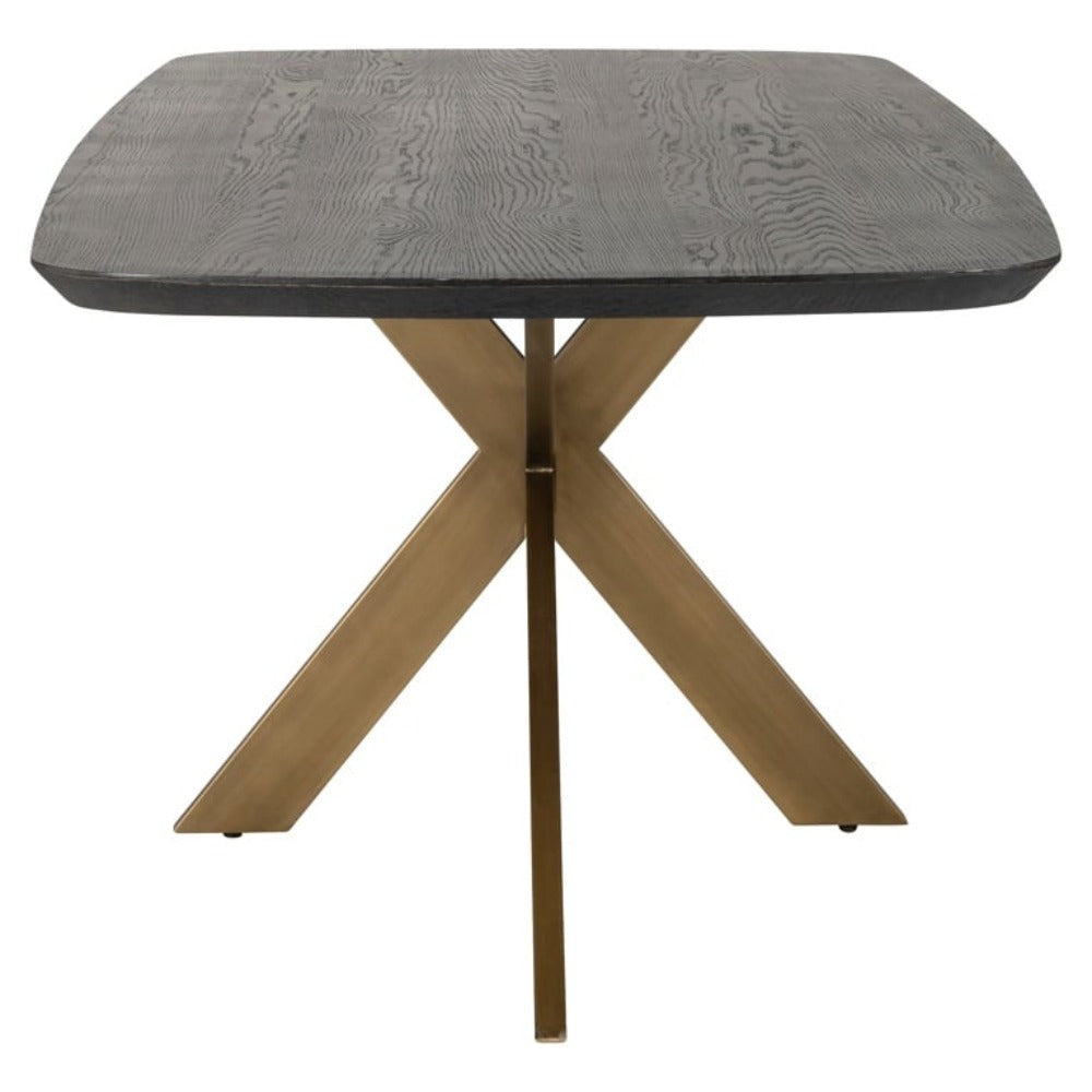 Product photograph of Richmond Cambon Danish Oval Dining Table In Coffee Brown Brass 280cm from Olivia's.