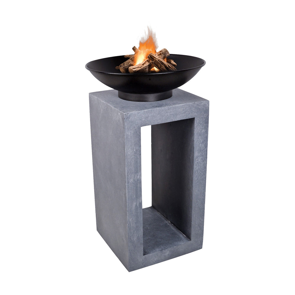 Product photograph of Ivyline Fire Pit Square Console Cement from Olivia's
