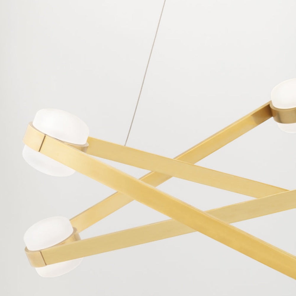 Product photograph of Hudson Valley Lighting Orbit 6 Light Chandelier In Aged Brass from Olivia's.