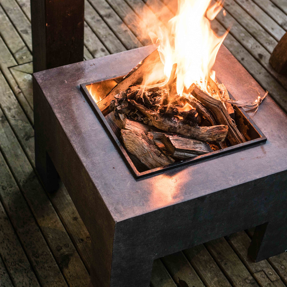 Product photograph of Ivyline Square Fire Pit Square Console Granite from Olivia's.