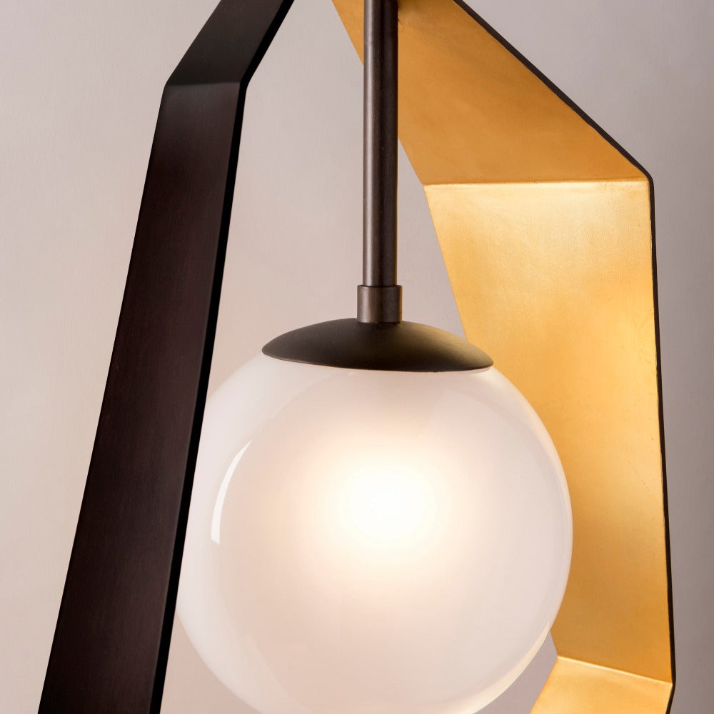 Product photograph of Hudson Valley Lighting Origami 1 Light Pendant In Textured Black Gold Leaf from Olivia's.