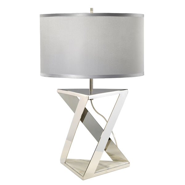 Elstead Aegeus 1 Light Table Lamp Polished Nickel And White Marble Base