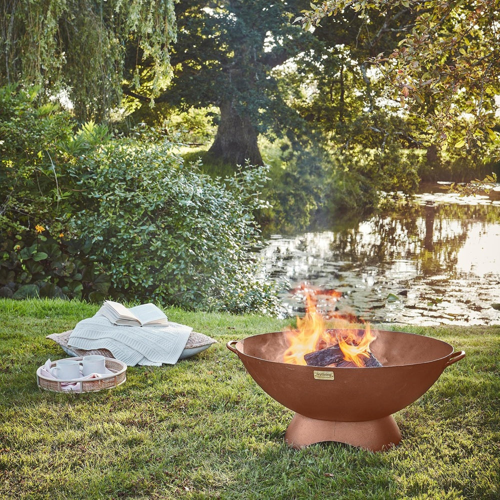 Product photograph of Ivyline Outdoor Artisan Fire Pit In Black Iron from Olivia's.