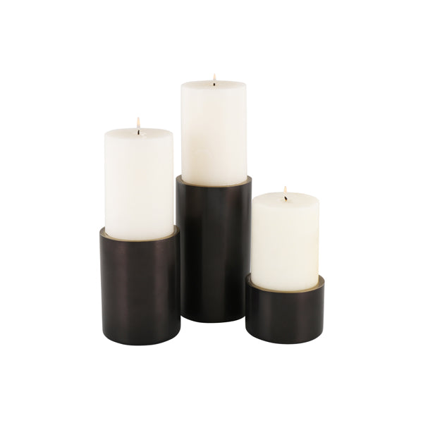 Product photograph of Liang Eimil Curtis Set Of 3 Brushed Brass And Black Candle Holder from Olivia's