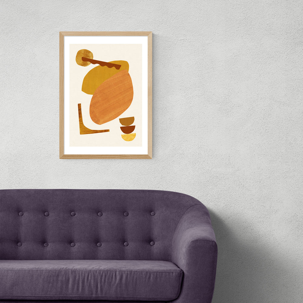 Product photograph of Abstract Collage With Warm Shapes By Alisa Galitsina - A3 Oak Framed Art Print from Olivia's